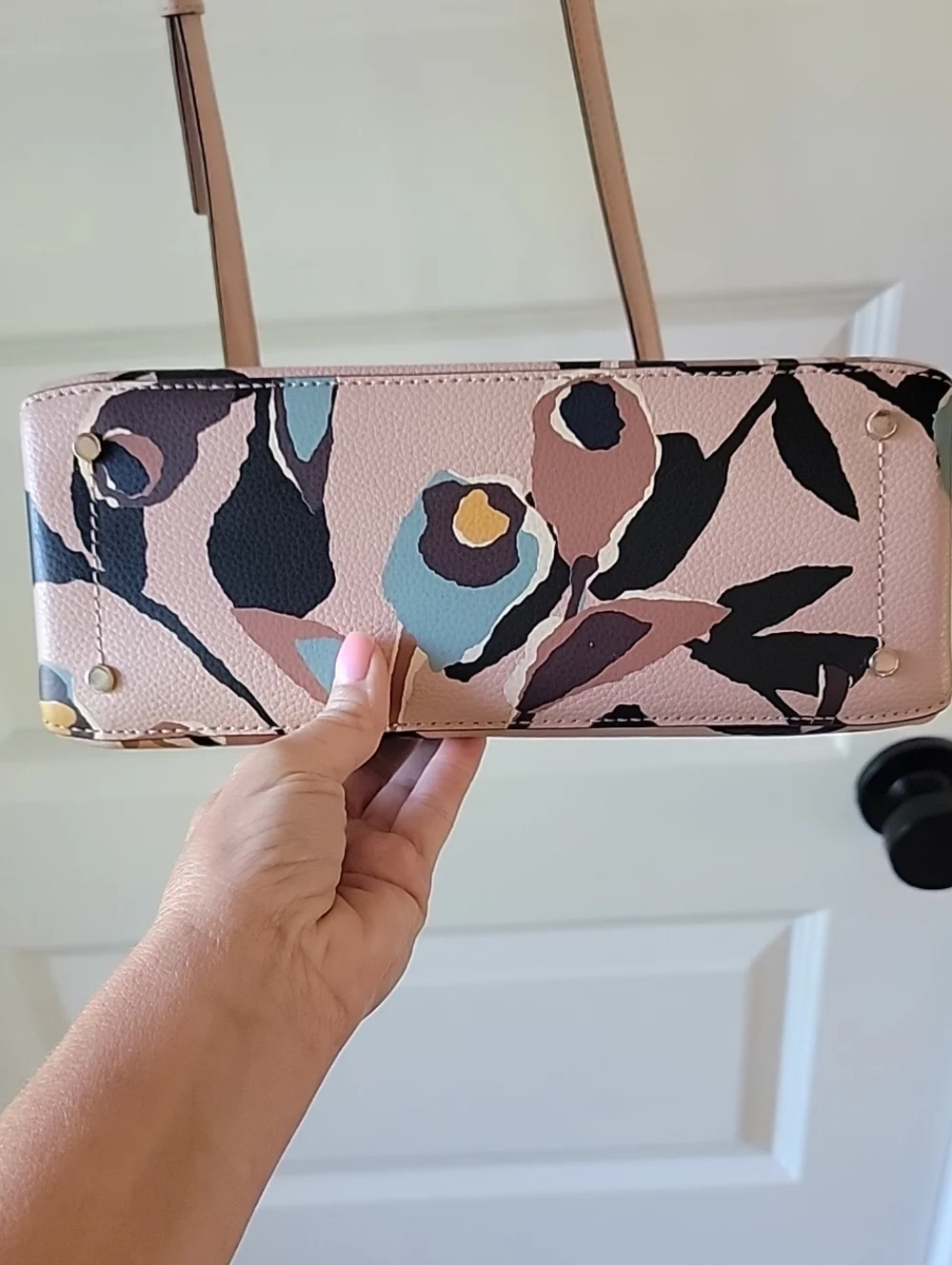 kate spade Pink Floral Leather Satchel with Removable Crossbody Strap